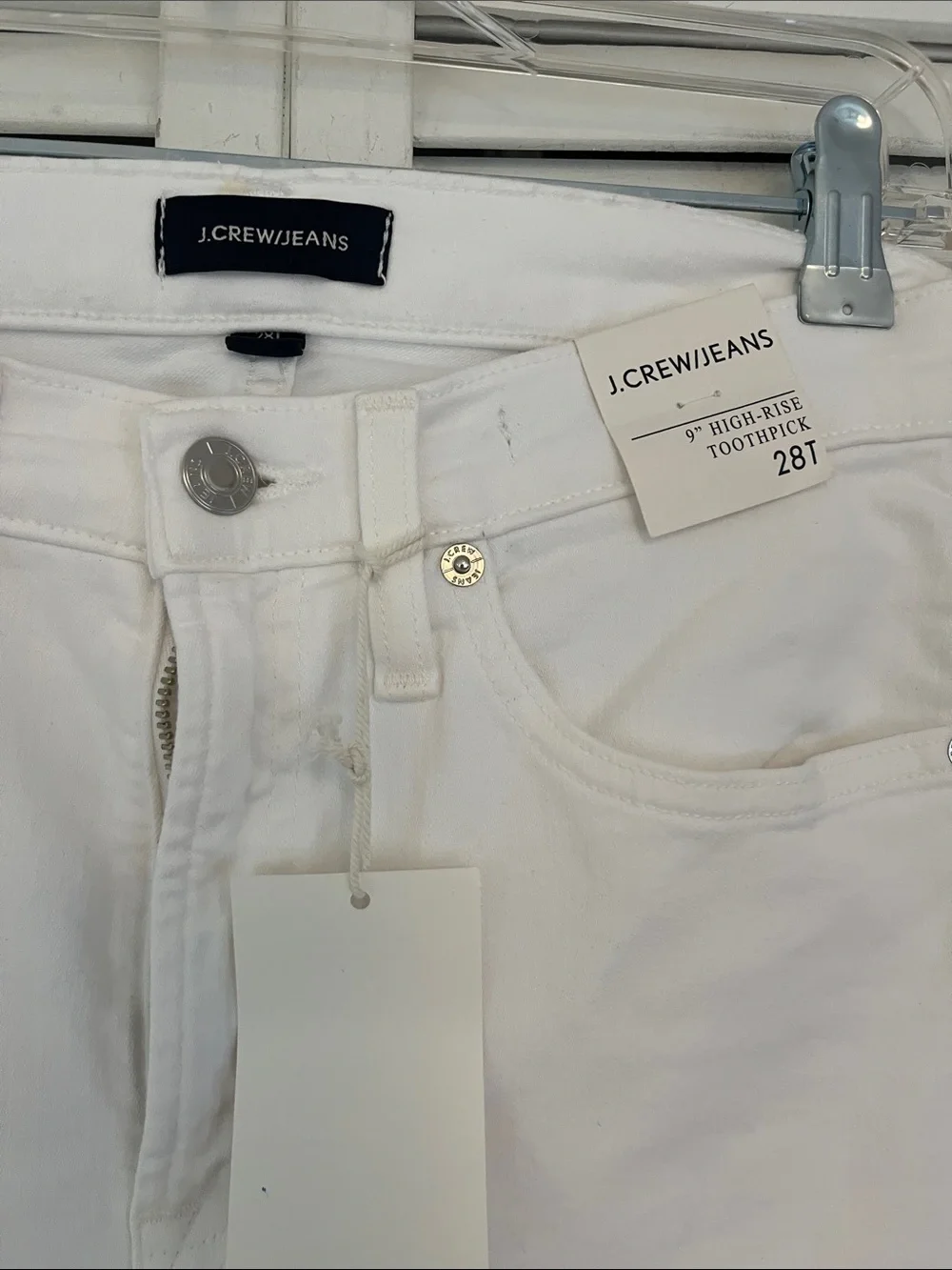 J Crew High Rise Toothpick Jeans White Sz 28Tall